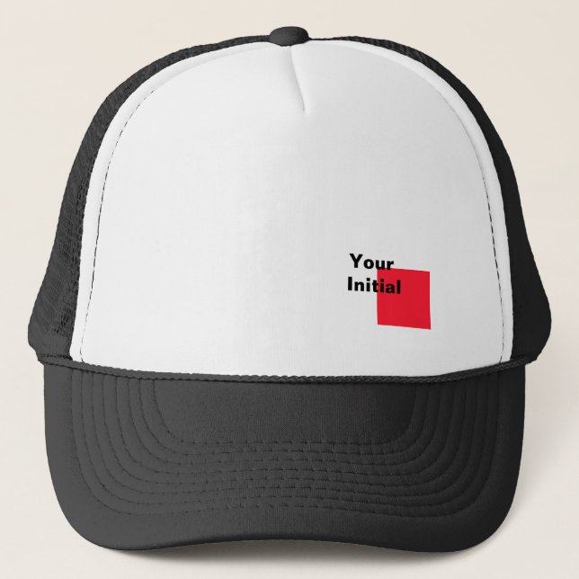 Your Initial Monogram Black + White   Trucker Hat (Front)