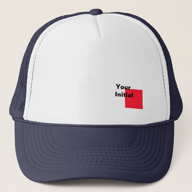 Your Initial Monogram Navy Blue  Trucker Hat (Front)