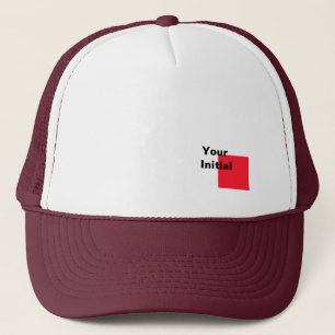Your Initial Monogram White + Maroon Trucker Hat