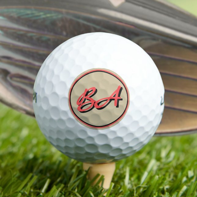 Your Initials in Red and Black on Sand Golf Balls (Creator Uploaded)