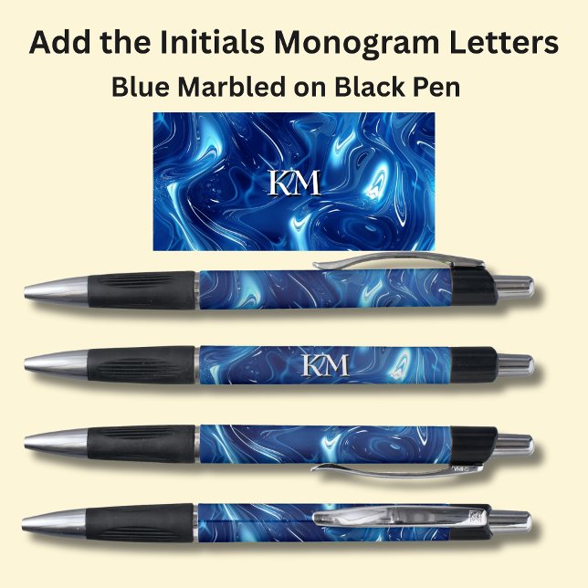 Your Initials Monogram Blue Marbled (Creator Uploaded)