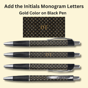 Your Initials Monogram Gold Geometric on Black
