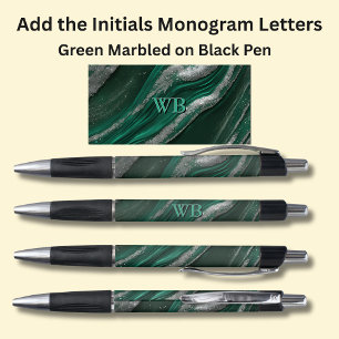 Your Initials Monogram Green Marbled