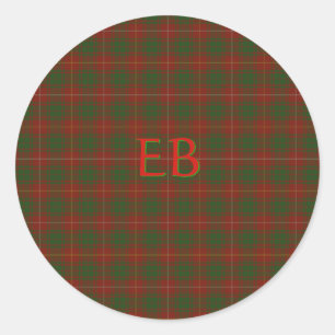 Your initials on Bruce Clan tartan Classic Round Sticker