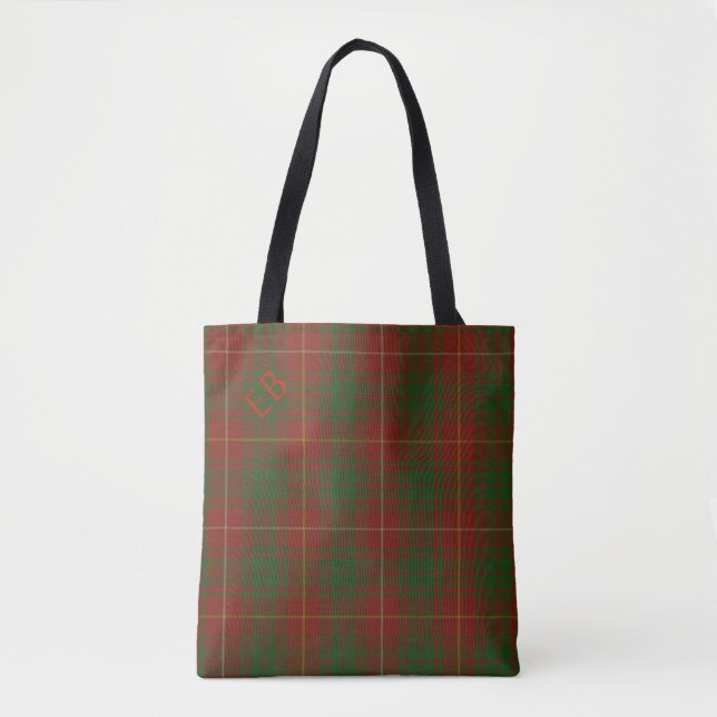 Your initials on Bruce Clan tartan Tote Bag (Front)