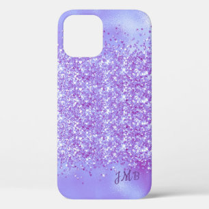 Your Initials Purpe Glitter iPhone 12 Case
