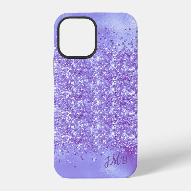 Your Initials Purpe Glitter iPhone Case (Back)