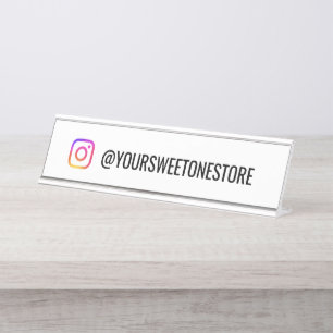Your Instagram Name & Social Media Icon  Desk Name Plate