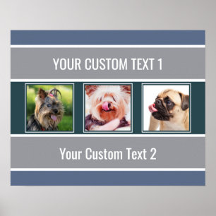 YOUR Instagram Photos & Text Striped Poster