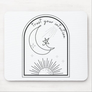 Your Intuition Boho Stars Moon Abstract Line Art T Mouse Pad