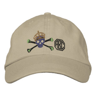 Your Keep Calm Crown Crossbones Skull Monogram Embroidered Hat