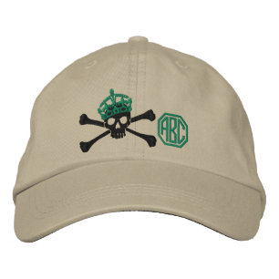 Your Keep Calm Crown Crossbones Skull Monogram Embroidered Hat