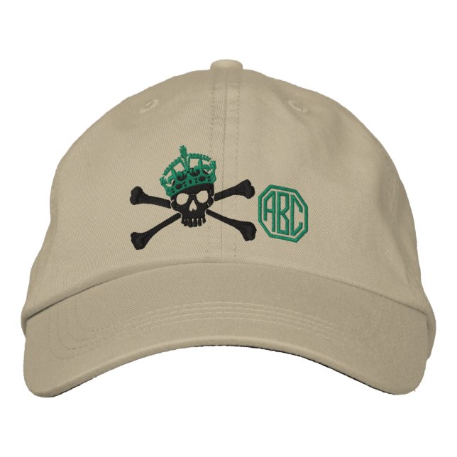 Your Keep Calm Crown Crossbones Skull Monogram Embroidered Hat (Front)