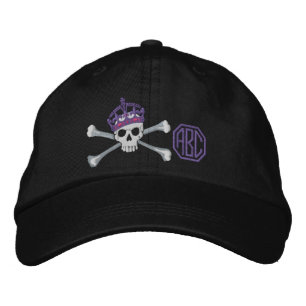 Your Keep Calm Crown Crossbones Skull Monogram Embroidered Hat