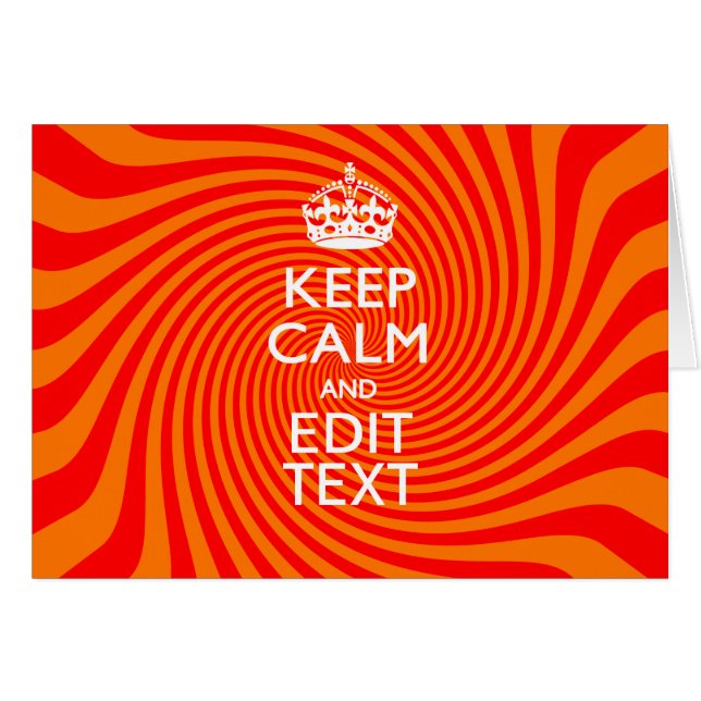 Your Keep Calm Saying on Vibrant Orange Swirl (Front Horizontal)