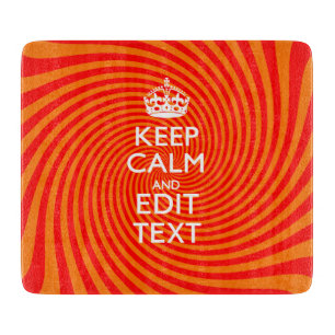 Your Keep Calm Saying on Vibrant Orange Swirl Cutting Board
