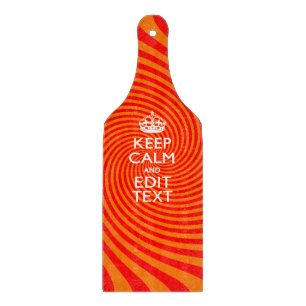 Your Keep Calm Saying on Vibrant Orange Swirl Cutting Board