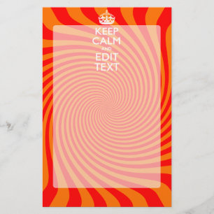 Your Keep Calm Saying on Vibrant Orange Swirl Stationery