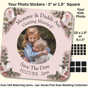 Your Kids Photo Mom Dad Getting Married  Square Sticker