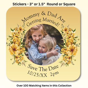 Your Kids Photo Mom Dad Getting Married   Square Sticker