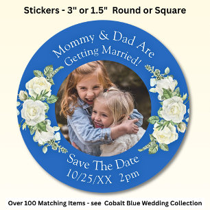 Your Kids Photo Mum Dad Getting Married Classic Round Sticker