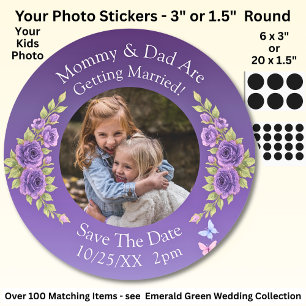 Your Kids Photo Mum Dad Getting Married   Classic Round Sticker