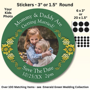 Your Kids Photo Mum Dad Getting Married   Classic Round Sticker