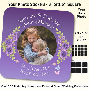 Your Kids Photo Mum Dad Getting Married Square Sticker