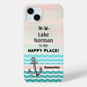 Your Lake & Your Name Personalized Happy Place iPhone 15 Mini Case
