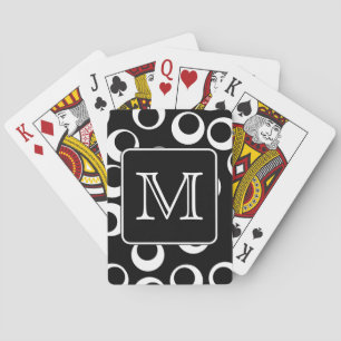 Your Letter. Black and White Monogram. Fun Pattern Playing Cards