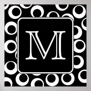 Your Letter. Black and White Monogram. Fun Pattern Poster