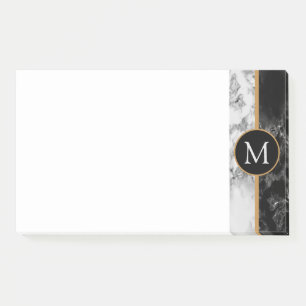 Your Letter Black White Marble Modern Design Post-it Notes