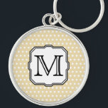 Your Letter. Custom Monogram. Beige Polka Dot.<br><div class="desc">White and tan - beige polka dot spot pattern. Custom black monogram initial letter in a nice font,  for you to change to your choice of letter or numeral.  This design on the item is a flat printed image.</div>