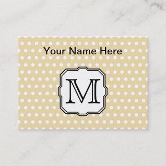 Your Letter. Custom Monogram. Beige Polka Dot. Business Card