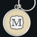 Your Letter. Custom Monogram. Beige Polka Dot. Key Ring<br><div class="desc">White and tan - beige polka dot spot pattern. Custom black monogram initial letter in a nice font,  for you to change to your choice of letter or numeral.  This design on the item is a flat printed image.</div>