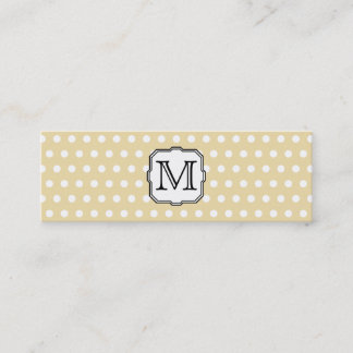 Your Letter. Custom Monogram. Beige Polka Dot. Mini Business Card