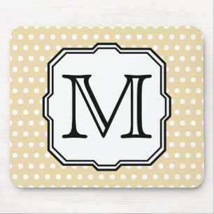 Your Letter. Custom Monogram. Beige Polka Dot. Mouse Pad