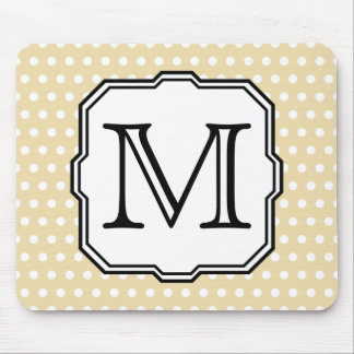 Your Letter. Custom Monogram. Beige Polka Dot. Mouse Pad