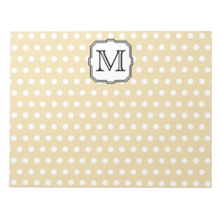 Your Letter. Custom Monogram. Beige Polka Dot. Notepad