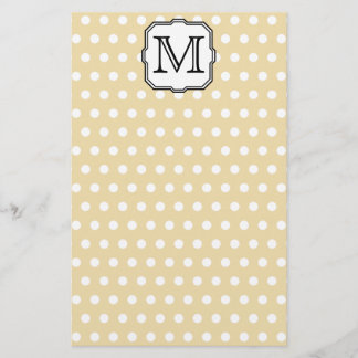 Your Letter. Custom Monogram. Beige Polka Dot. Stationery