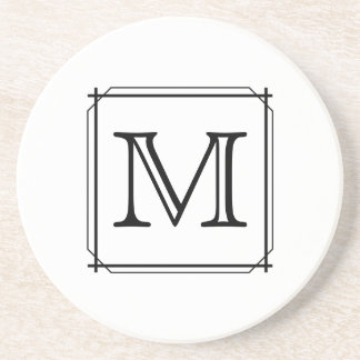 Your Letter. Custom Monogram. Black and White Coaster