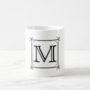 Your Letter. Custom Monogram. Black and White Coffee Mug