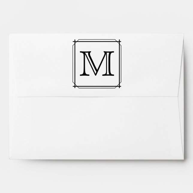 Your Letter. Custom Monogram. Black and White Envelopes (Back (Top Flap))