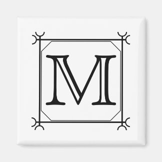 Your Letter. Custom Monogram. Black and White Magnet