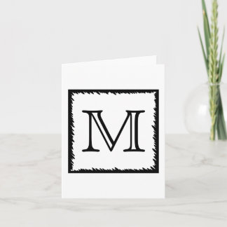 Your Letter. Custom Monogram. Black and White Note Card