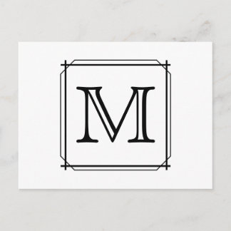 Your Letter. Custom Monogram. Black and White Postcard