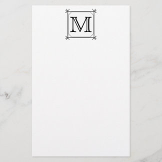 Your Letter. Custom Monogram. Black and White Stationery