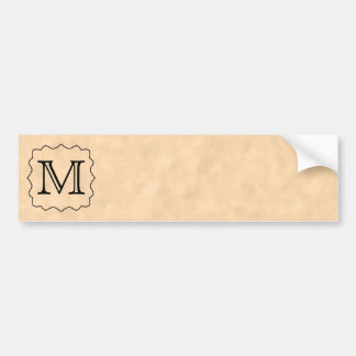 Your Letter. Custom Monogram. Black & Parchment Bumper Sticker