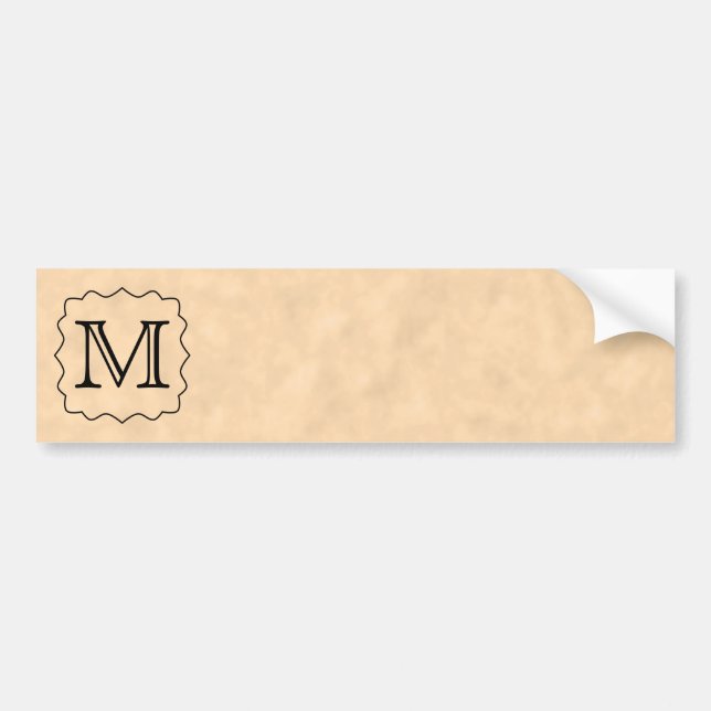 Your Letter. Custom Monogram. Black & Parchment Bumper Sticker (Front)
