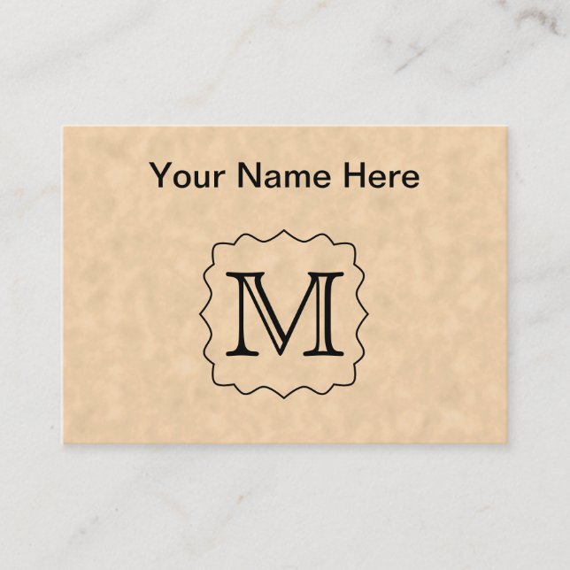Your Letter. Custom Monogram. Black & Parchment Business Card (Front)